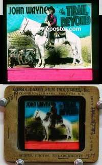 w145 TRAIL BEYOND magic lantern movie glass slide '34 John Wayne on horse!