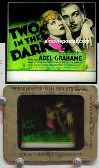w168 TWO IN THE DARK magic lantern movie glass slide '35 Walter Abel