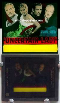 w174 UNCERTAIN LADY magic lantern movie glass slide '34 Edward Everett Horton