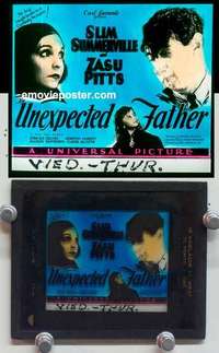 w179 UNEXPECTED FATHER magic lantern movie glass slide '32 Slim Summerville