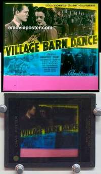 w196 VILLAGE BARN DANCE magic lantern movie glass slide '40 Richard Cromwell