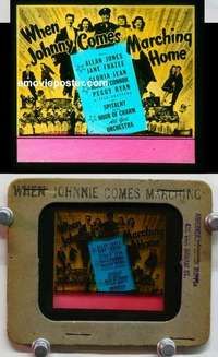 w232 WHEN JOHNNY COMES MARCHING HOME magic lantern movie glass slide '42