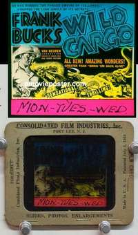 w253 WILD CARGO magic lantern movie glass slide '34 Frank Buck, Africa!