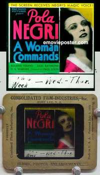 w272 WOMAN COMMANDS magic lantern movie glass slide '32 sexy Pola Negri!