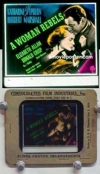 w280 WOMAN REBELS magic lantern movie glass slide '36 Katharine Hepburn