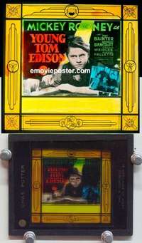 w304 YOUNG TOM EDISON magic lantern movie glass slide '40 Mickey Rooney