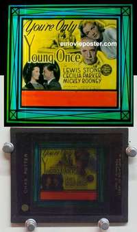 w307 YOU'RE ONLY YOUNG ONCE magic lantern movie glass slide '37 Rooney