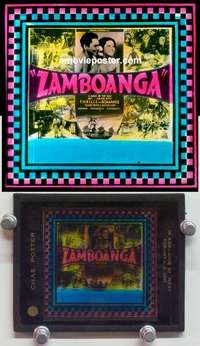 w312 ZAMBOANGA magic lantern movie glass slide '38 Philippine natives!