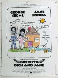 a254 FUN WITH DICK & JANE Thirty By Forty movie poster '77 Segal, Jane Fonda