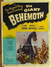 a255 GIANT BEHEMOTH Thirty By Forty movie poster '59 prehistoric dinosaurs!