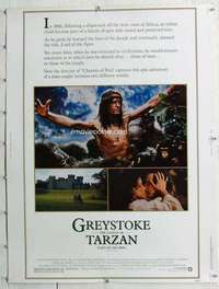 a258 GREYSTOKE Thirty By Forty movie poster '83 Christopher Lambert as Tarzan!