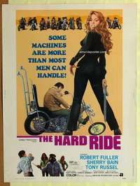 a259 HARD RIDE Thirty By Forty movie poster '71 Robert Fuller, sexy biker, AIP!