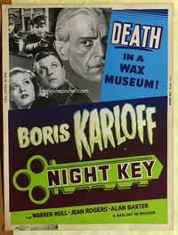 a283 NIGHT KEY Thirty By Forty movie poster R54 spooky Boris Karloff image!