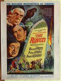 a291 RAVEN Thirty By Forty movie poster '63 Boris Karloff, Price, Lorre