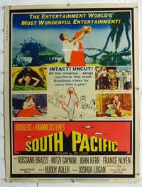 a301 SOUTH PACIFIC Thirty By Forty movie poster '59 Rossano Brazzi, Gaynor
