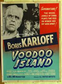 a313 VOODOO ISLAND Thirty By Forty movie poster '57 Boris Karloff, cobra plants!