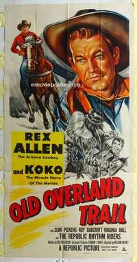 a016 OLD OVERLAND TRAIL three-sheet movie poster '52 Rex Allen, Slim Pickens