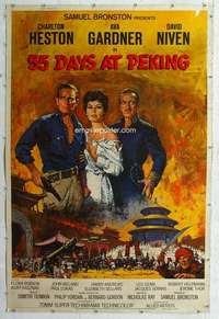a166 55 DAYS AT PEKING Forty by Sixty movie poster '63 Heston, Gardner, Niven