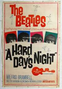 a184 HARD DAY'S NIGHT Forty by Sixty movie poster '64 The Beatles, rock & roll!