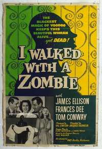 a188 I WALKED WITH A ZOMBIE Forty by Sixty movie poster R56 Lewton, Tourneur