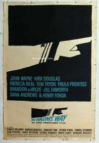 a189 IN HARM'S WAY Forty by Sixty movie poster '65 John Wayne, Saul Bass art!