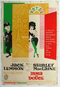 a191 IRMA LA DOUCE Forty by Sixty movie poster '63 Billy Wilder, Jack Lemmon
