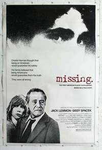 a196 MISSING Forty by Sixty movie poster '82 Jack Lemmon, Sissy Spacek