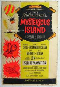 a202 MYSTERIOUS ISLAND Forty by Sixty movie poster '61 Ray Harryhausen