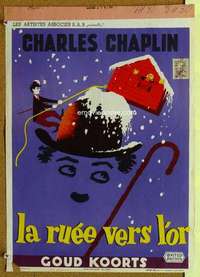 a068 GOLD RUSH Belgian movie poster R40s Charlie Chaplin classic!