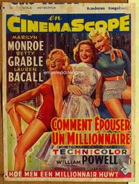 a079 HOW TO MARRY A MILLIONAIRE Belgian movie poster '53 sexy Monroe!