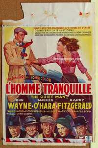 a116 QUIET MAN Belgian movie poster '51 John Wayne, Maureen O'Hara