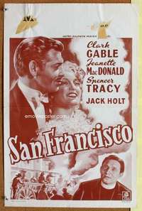 a133 SAN FRANCISCO Belgian movie poster R50s Clark Gable, MacDonald