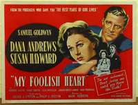 a364 MY FOOLISH HEART British quad movie poster '50 Susan Hayward