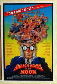 b039 AMAZON WOMEN ON THE MOON one-sheet movie poster '87 Dante, Stout art!