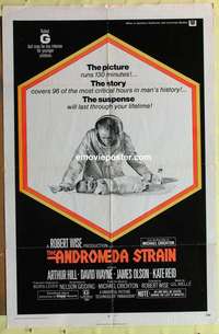 b044 ANDROMEDA STRAIN one-sheet movie poster '71 Michael Crichton, Wise