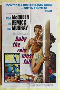 b068 BABY THE RAIN MUST FALL one-sheet movie poster '65 Steve McQueen