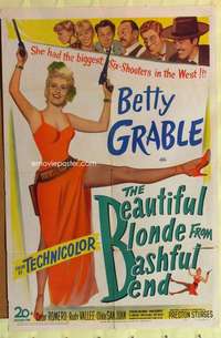 b085 BEAUTIFUL BLONDE FROM BASHFUL BEND one-sheet movie poster '49 Grable