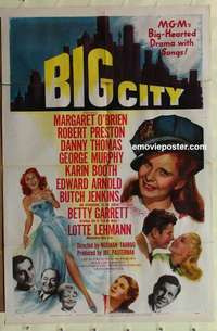 b095 BIG CITY one-sheet movie poster '48 Margaret O'Brien, Preston