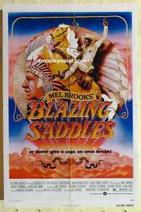 b107 BLAZING SADDLES one-sheet movie poster '74 classic Mel Brooks!