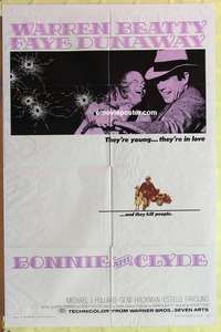 b115 BONNIE & CLYDE one-sheet movie poster '67 Warren Beatty, Faye Dunaway