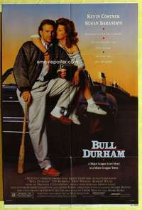 b128 BULL DURHAM one-sheet movie poster '88 Kevin Costner, baseball!