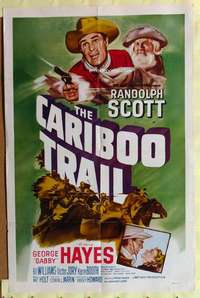 b138 CARIBOO TRAIL one-sheet movie poster '50 Randolph Scott, Gabby Hayes