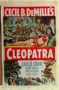 b170 CLEOPATRA one-sheet movie poster R52 Claudette Colbert, DeMille