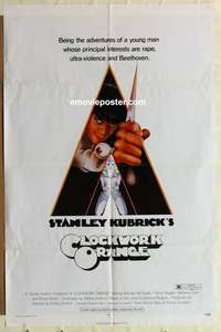 b175 CLOCKWORK ORANGE one-sheet movie poster '72 Stanley Kubrick classic!