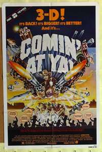b184 COMIN' AT YA one-sheet movie poster '81 Tony Anthony, 3D western!