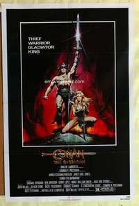 b187 CONAN THE BARBARIAN one-sheet movie poster '82 Schwarzenegger, Casaro