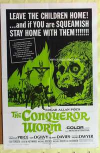 b189 CONQUEROR WORM one-sheet movie poster '68 AIP horror, Vincent Price