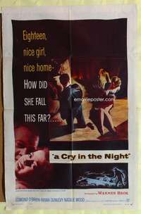 b206 CRY IN THE NIGHT one-sheet movie poster '56 Natalie Wood, O'Brien
