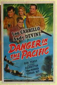 b208 DANGER IN THE PACIFIC one-sheet movie poster '42 Leo Carrilo, Devine