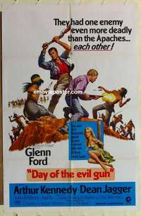 b214 DAY OF THE EVIL GUN one-sheet movie poster '68 Glenn Ford, Kennedy